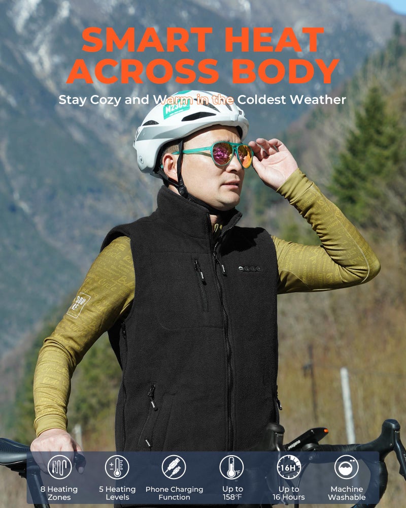 ARRIS Fleece Heated Vest for Men with Battery Pack Included, Size Adjustable 8 Heating Zones Heating Clothing for Hunting - Image 5